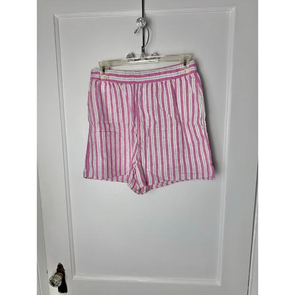 Universal Thread Shorts Women's XS Pink Striped Boxer Pull On Casual Linen Baggy - Picture 1 of 8